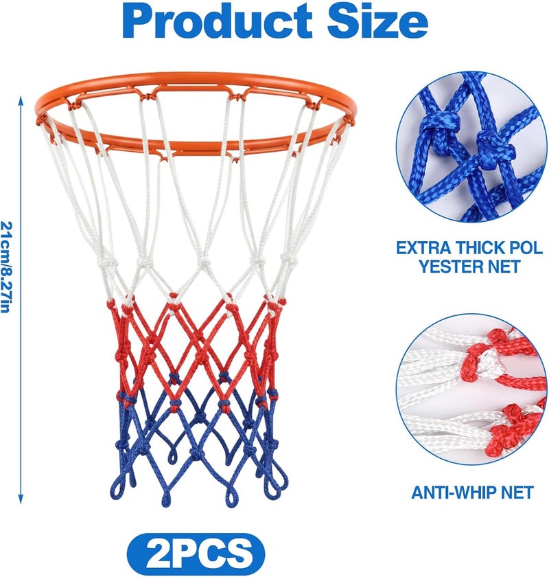 OGNWFUNK Basketball Net Compatible with Little Tikes – 12 Loops Professional Basketball Net Replacement, Heavy Duty Outdoor Basketball Hoop Net, Red-White-Blue - Image 2